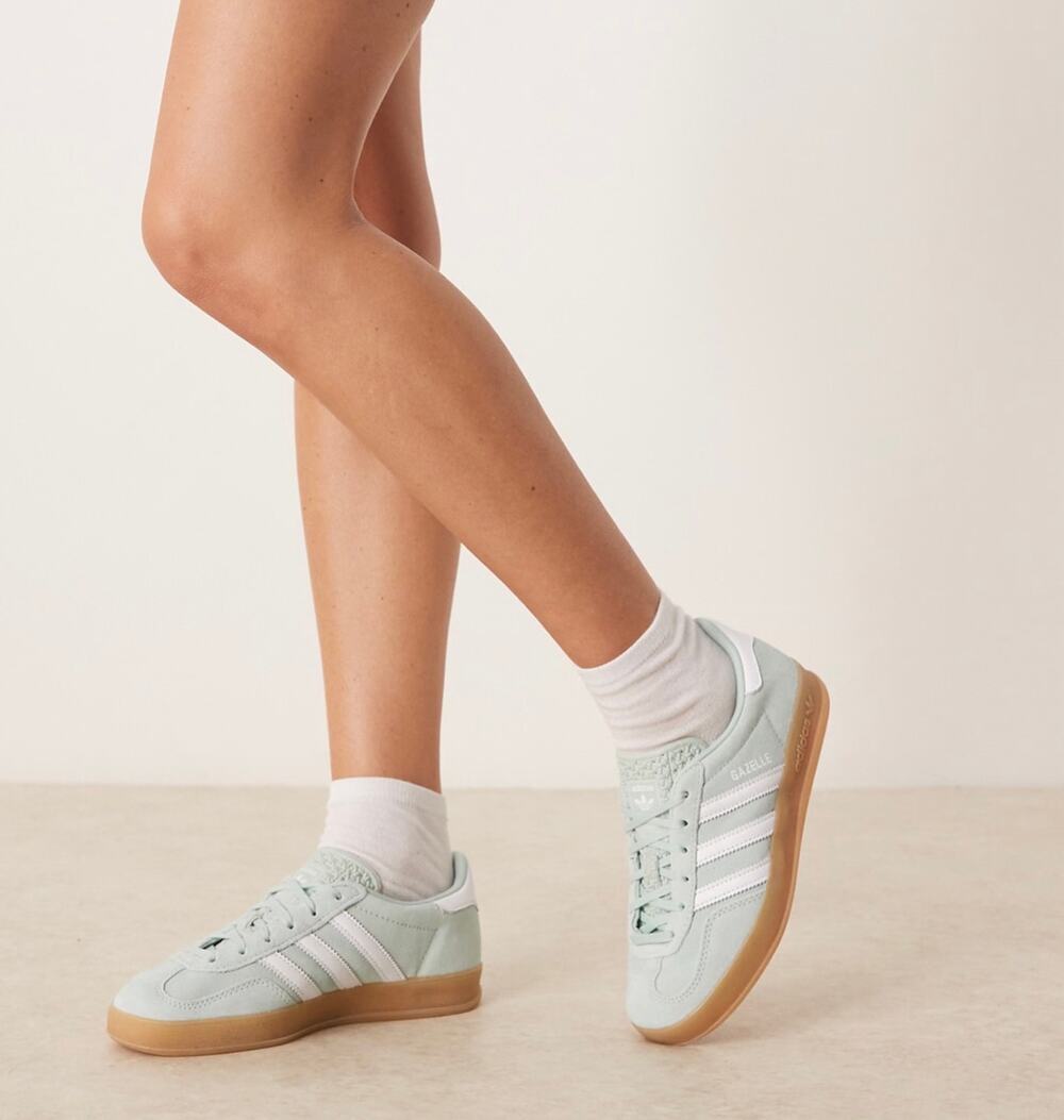 NEW ADIDAS ORIGINALS Gazelle Indoor W8.5 Ash Green JS1396